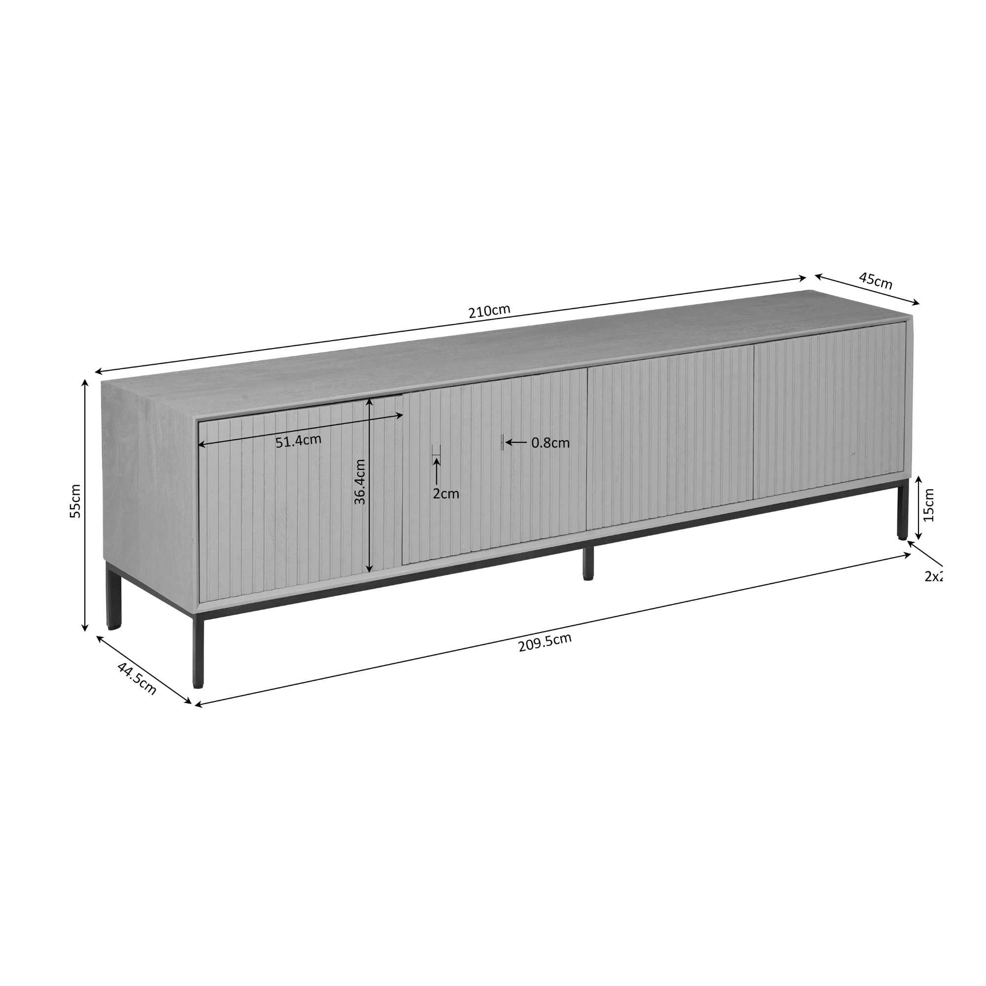Tv-meubel Madison Bruin | 210 cm