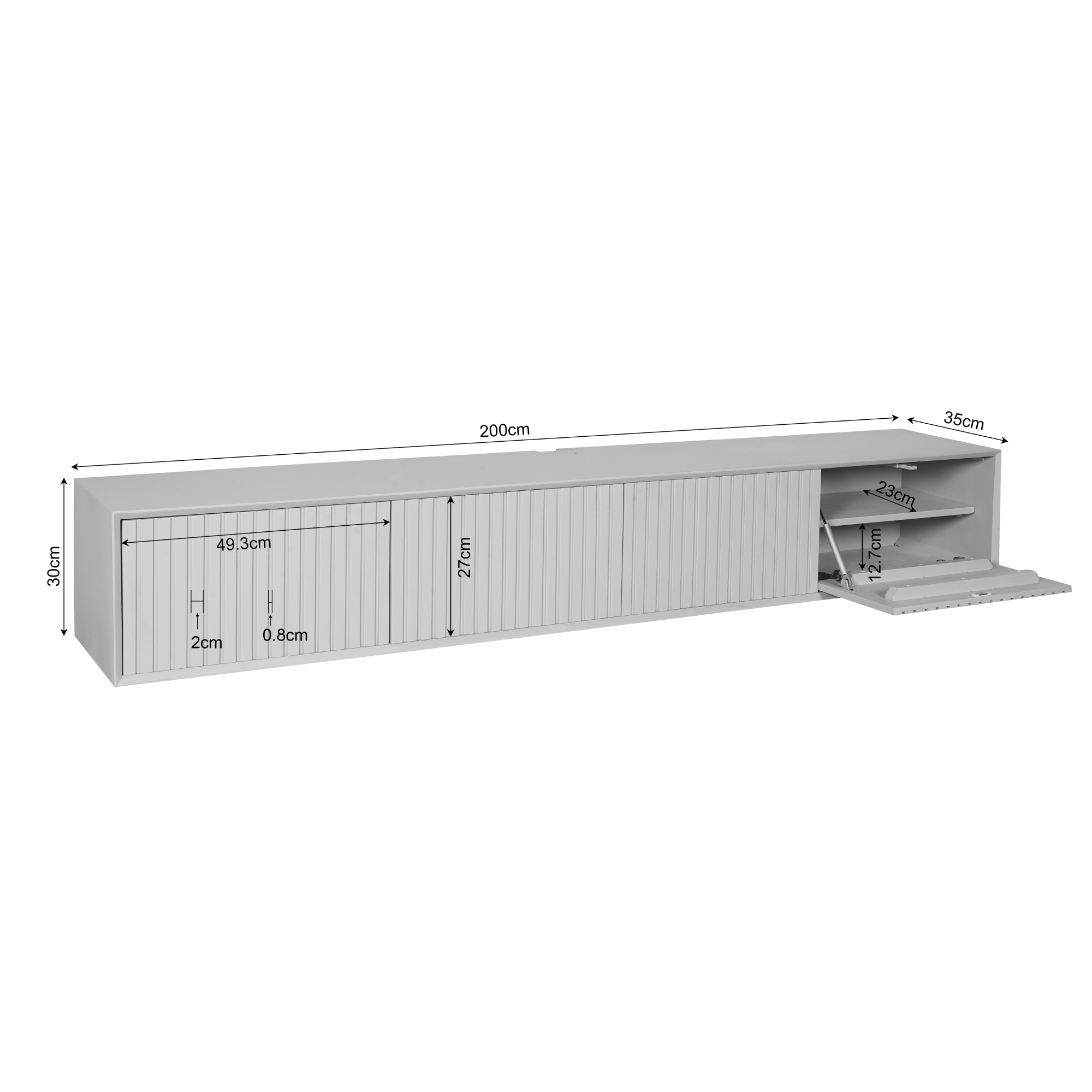 Zwevend tv meubel Madison Bruin | 200 cm