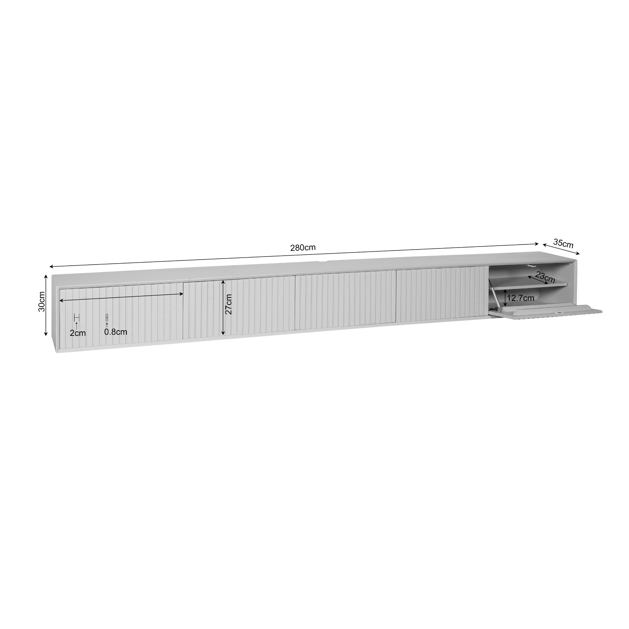 Zwevend tv meubel Madison Bruin | 280 cm