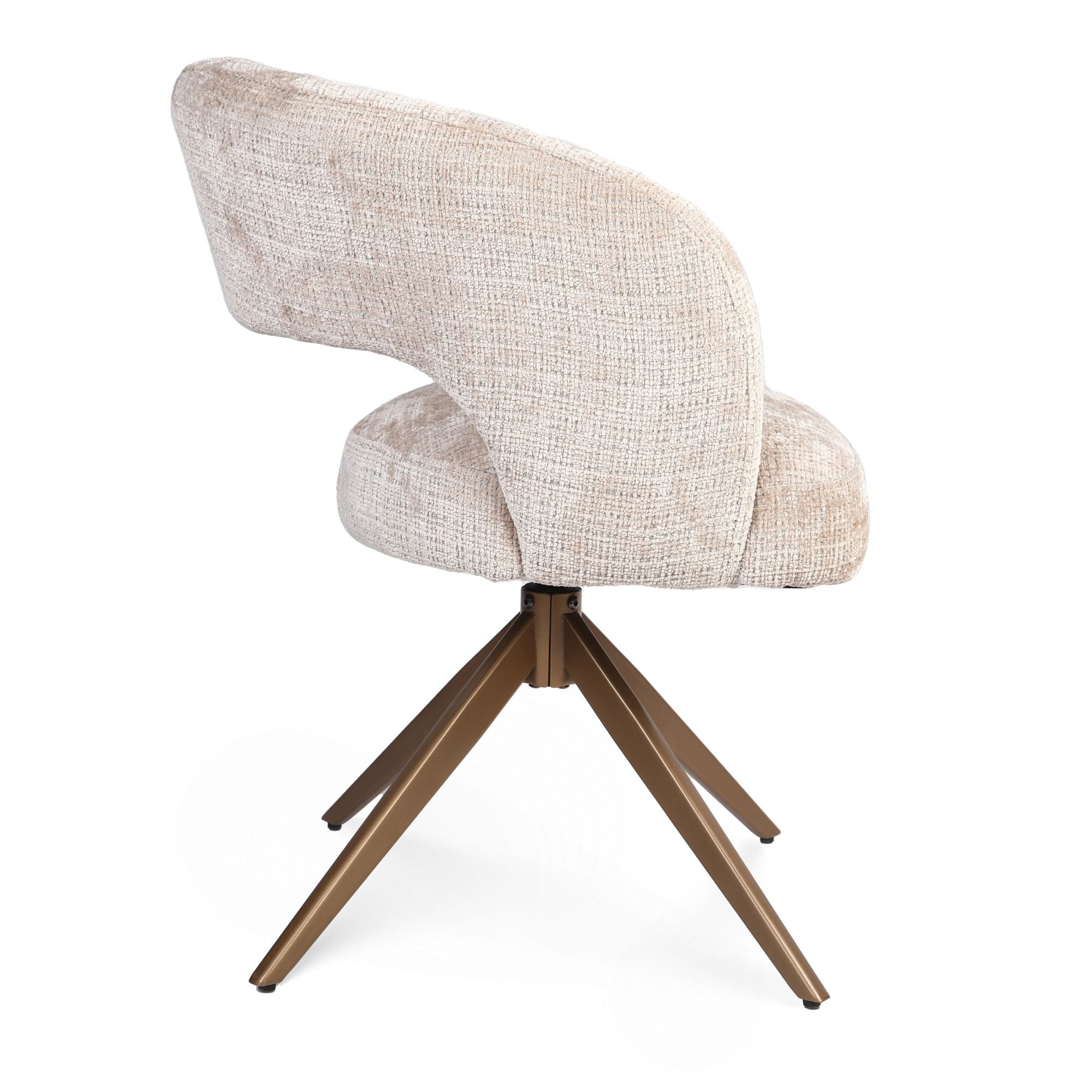 Eetkamerstoel Demi | Beige | Poot Bronze |  Met armleuning