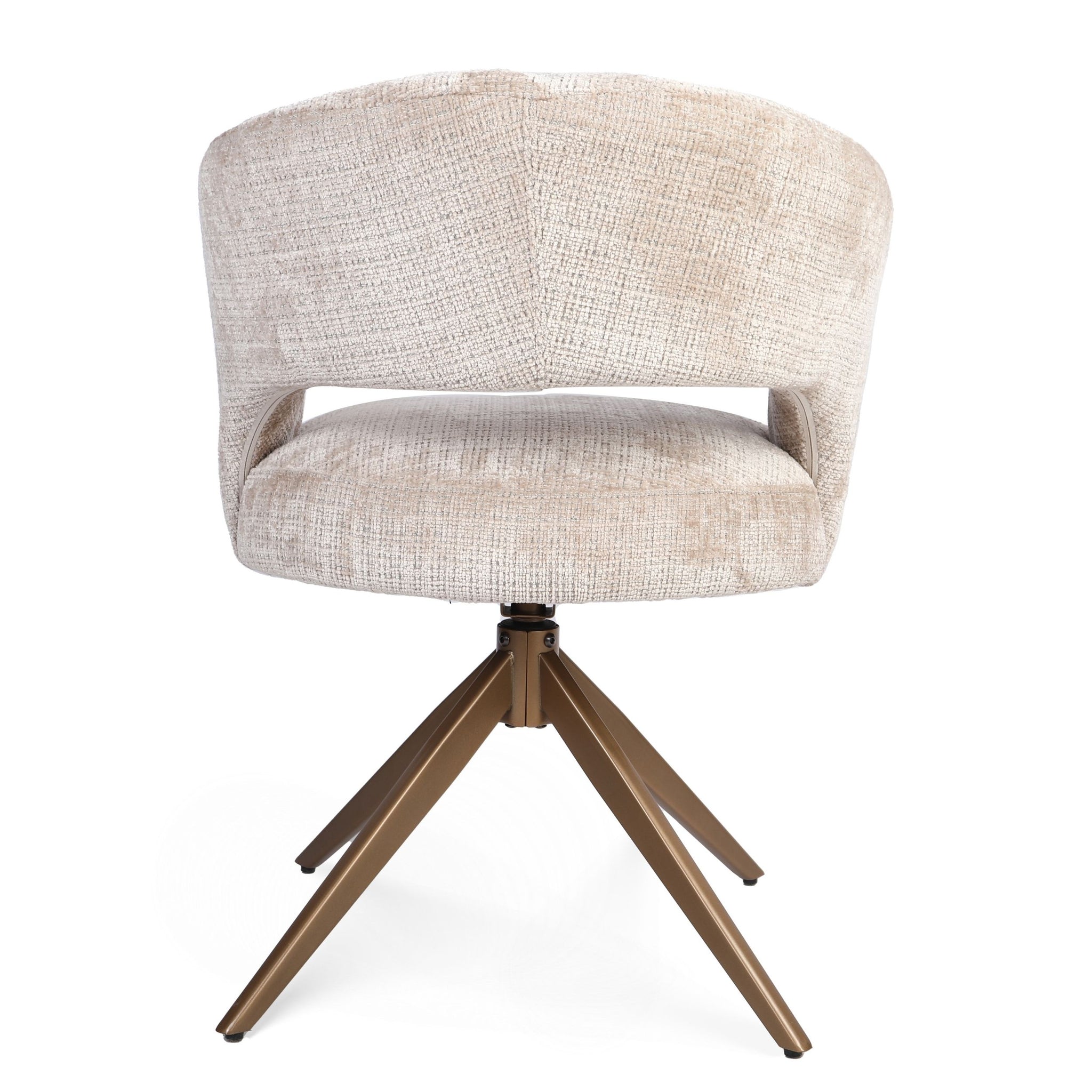 Eetkamerstoel Demi | Beige | Poot Bronze |  Met armleuning