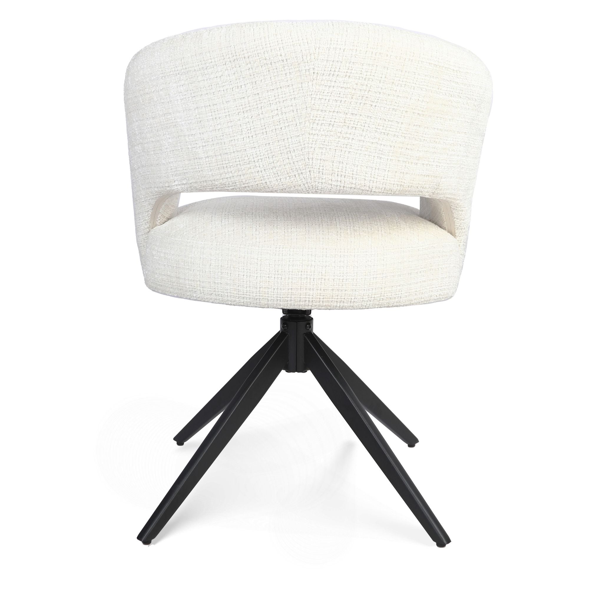 Eetkamerstoel Demi | Off White | Poot Zwart | Met armleuning